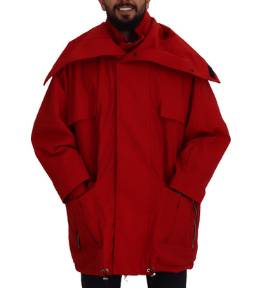 Sleek Red Lightweight Windbreaker Jacket